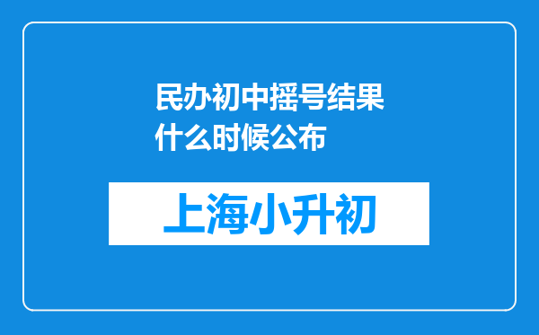 民办初中摇号结果什么时候公布