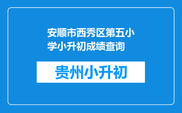 安顺市西秀区第五小学小升初成绩查询