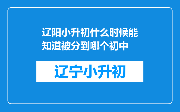 辽阳小升初什么时候能知道被分到哪个初中