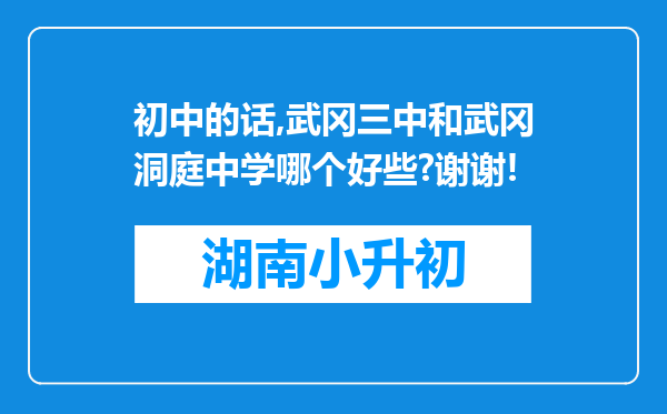 初中的话,武冈三中和武冈洞庭中学哪个好些?谢谢!