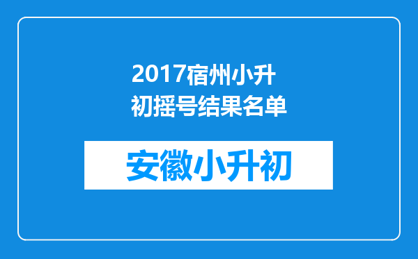 2017宿州小升初摇号结果名单