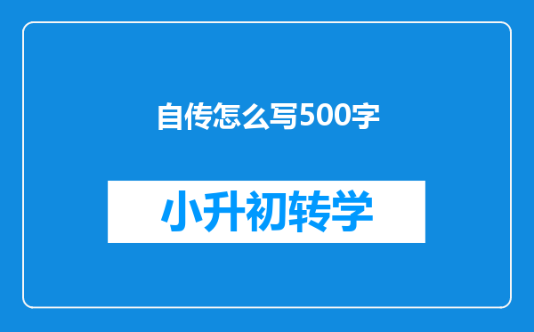 自传怎么写500字