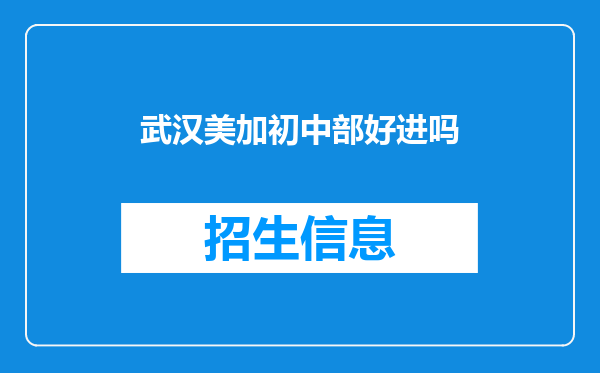 武汉美加初中部好进吗