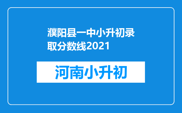 濮阳县一中小升初录取分数线2021