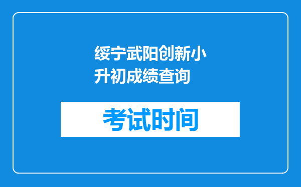 绥宁武阳创新小升初成绩查询