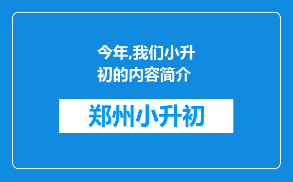 今年,我们小升初的内容简介