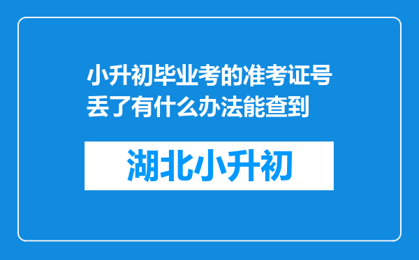 小升初毕业考的准考证号丢了有什么办法能查到