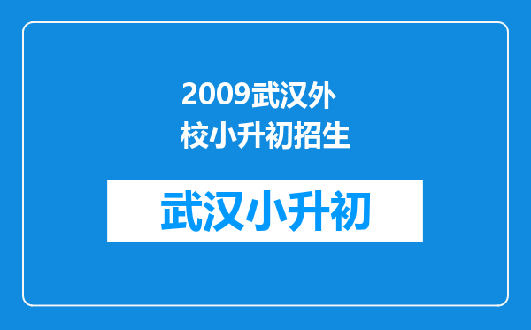 2009武汉外校小升初招生