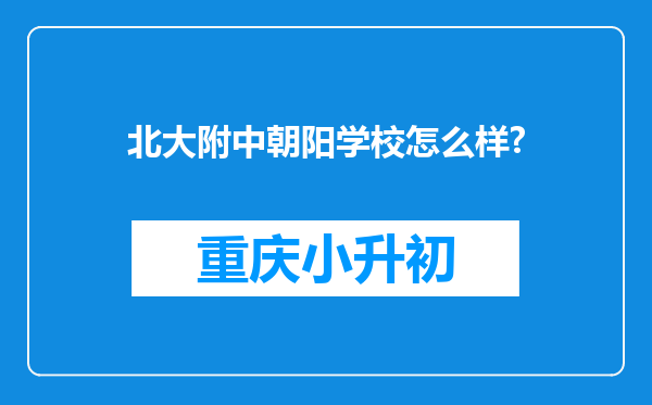 北大附中朝阳学校怎么样?