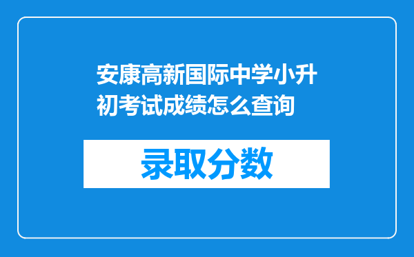 安康高新国际中学小升初考试成绩怎么查询