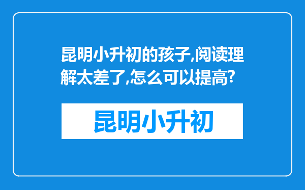 昆明小升初的孩子,阅读理解太差了,怎么可以提高?