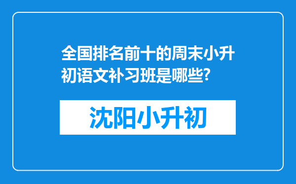 全国排名前十的周末小升初语文补习班是哪些?