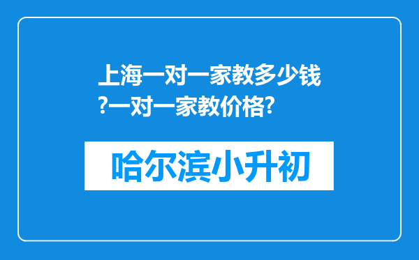 上海一对一家教多少钱?一对一家教价格?