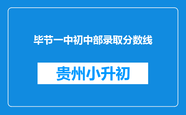 毕节一中初中部录取分数线