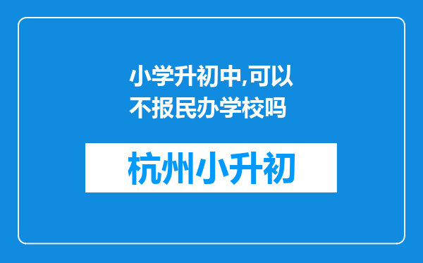 小学升初中,可以不报民办学校吗