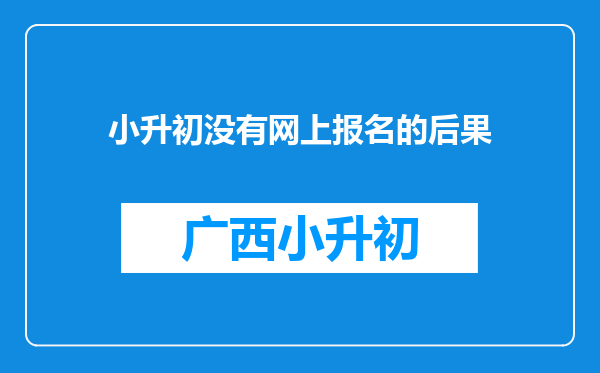 小升初没有网上报名的后果