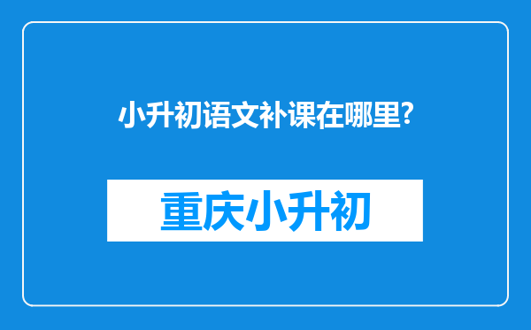 小升初语文补课在哪里?