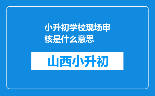 小升初学校现场审核是什么意思