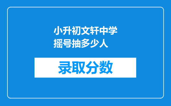 小升初文轩中学摇号抽多少人