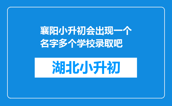 襄阳小升初会出现一个名字多个学校录取吧