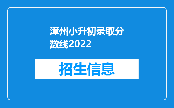 漳州小升初录取分数线2022