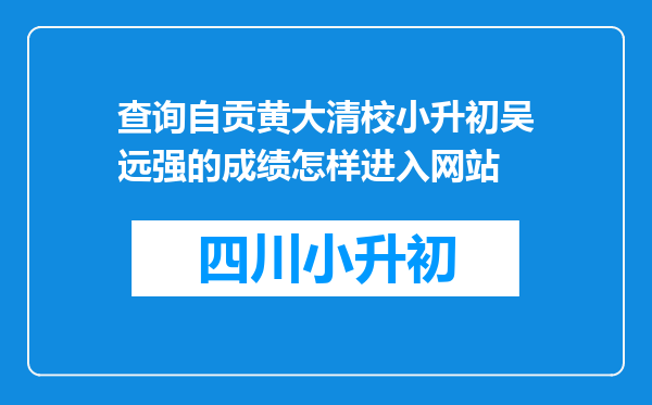 查询自贡黄大清校小升初吴远强的成绩怎样进入网站