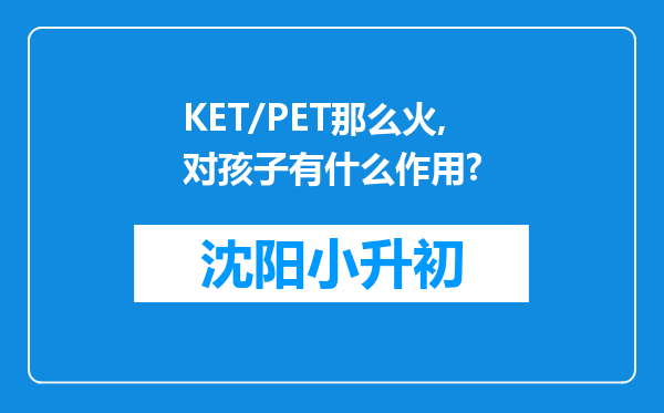 KET/PET那么火,对孩子有什么作用?