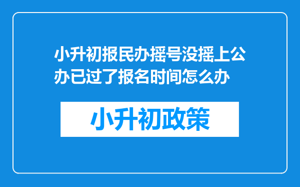 小升初报民办摇号没摇上公办已过了报名时间怎么办