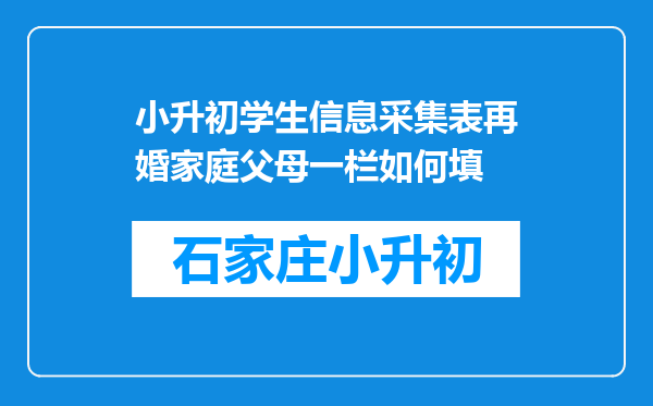 小升初学生信息采集表再婚家庭父母一栏如何填