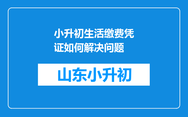 小升初生活缴费凭证如何解决问题