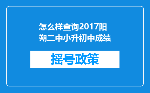 怎么样查询2017阳朔二中小升初中成绩