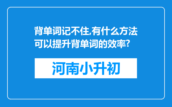 背单词记不住,有什么方法可以提升背单词的效率?