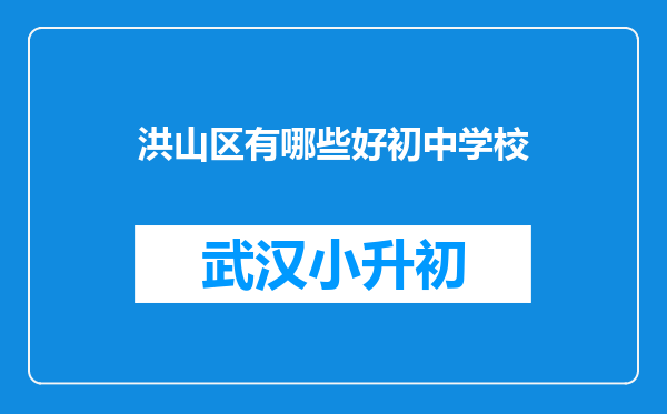 洪山区有哪些好初中学校