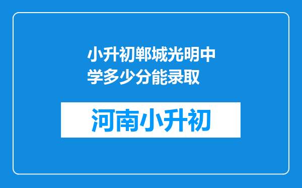 小升初郸城光明中学多少分能录取