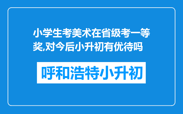 小学生考美术在省级考一等奖,对今后小升初有优待吗