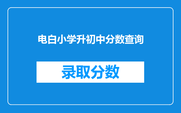 电白小学升初中分数查询