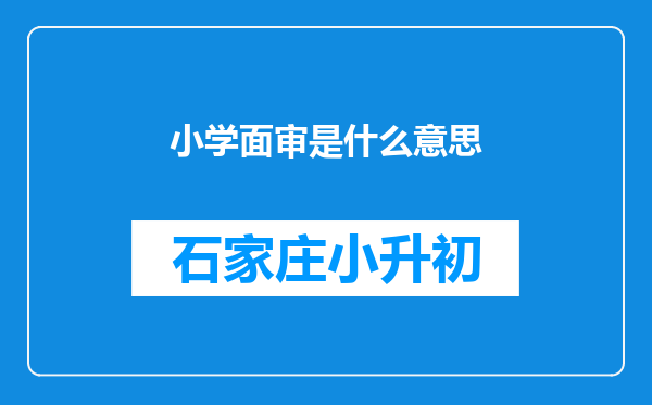 小学面审是什么意思