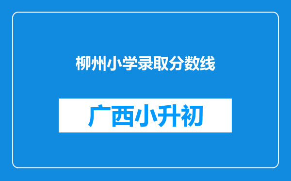 柳州小学录取分数线