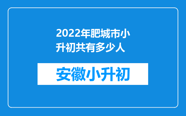 2022年肥城市小升初共有多少人