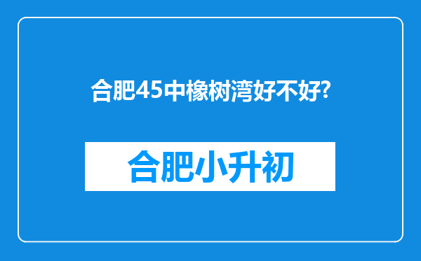 合肥45中橡树湾好不好?