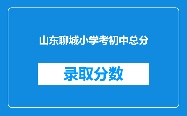 山东聊城小学考初中总分