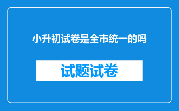 小升初试卷是全市统一的吗