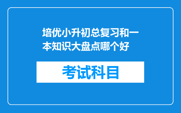 培优小升初总复习和一本知识大盘点哪个好