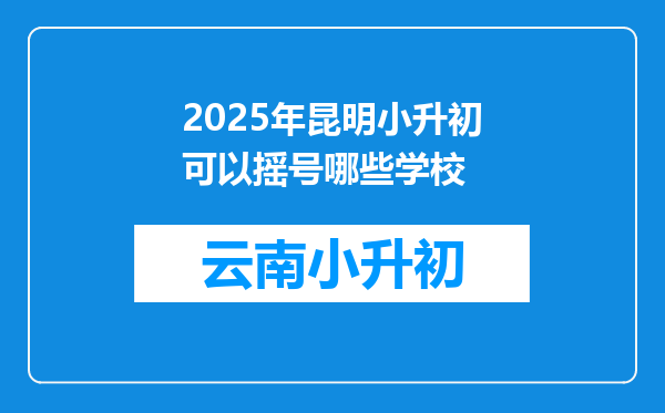 2025年昆明小升初可以摇号哪些学校