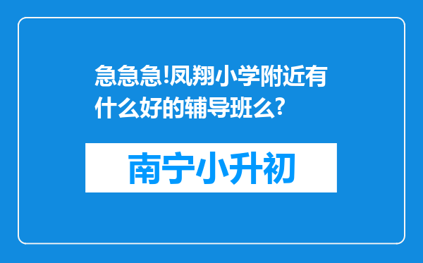 急急急!凤翔小学附近有什么好的辅导班么?