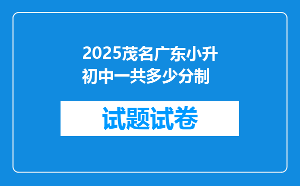 2025茂名广东小升初中一共多少分制