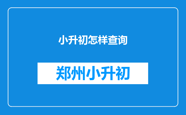 小升初怎样查询