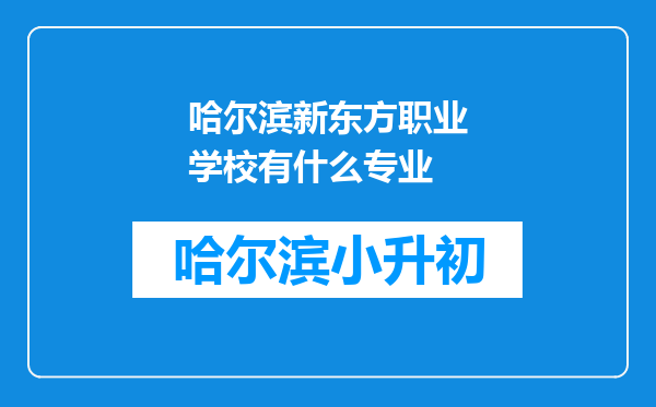 哈尔滨新东方职业学校有什么专业