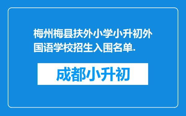 梅州梅县扶外小学小升初外国语学校招生入围名单.