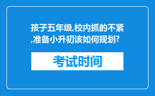 孩子五年级,校内抓的不紧,准备小升初该如何规划?